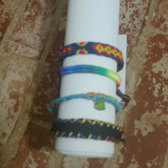 Friendship Bracelets Set of 4 rainbow blue NEW - Picture 3 of 5